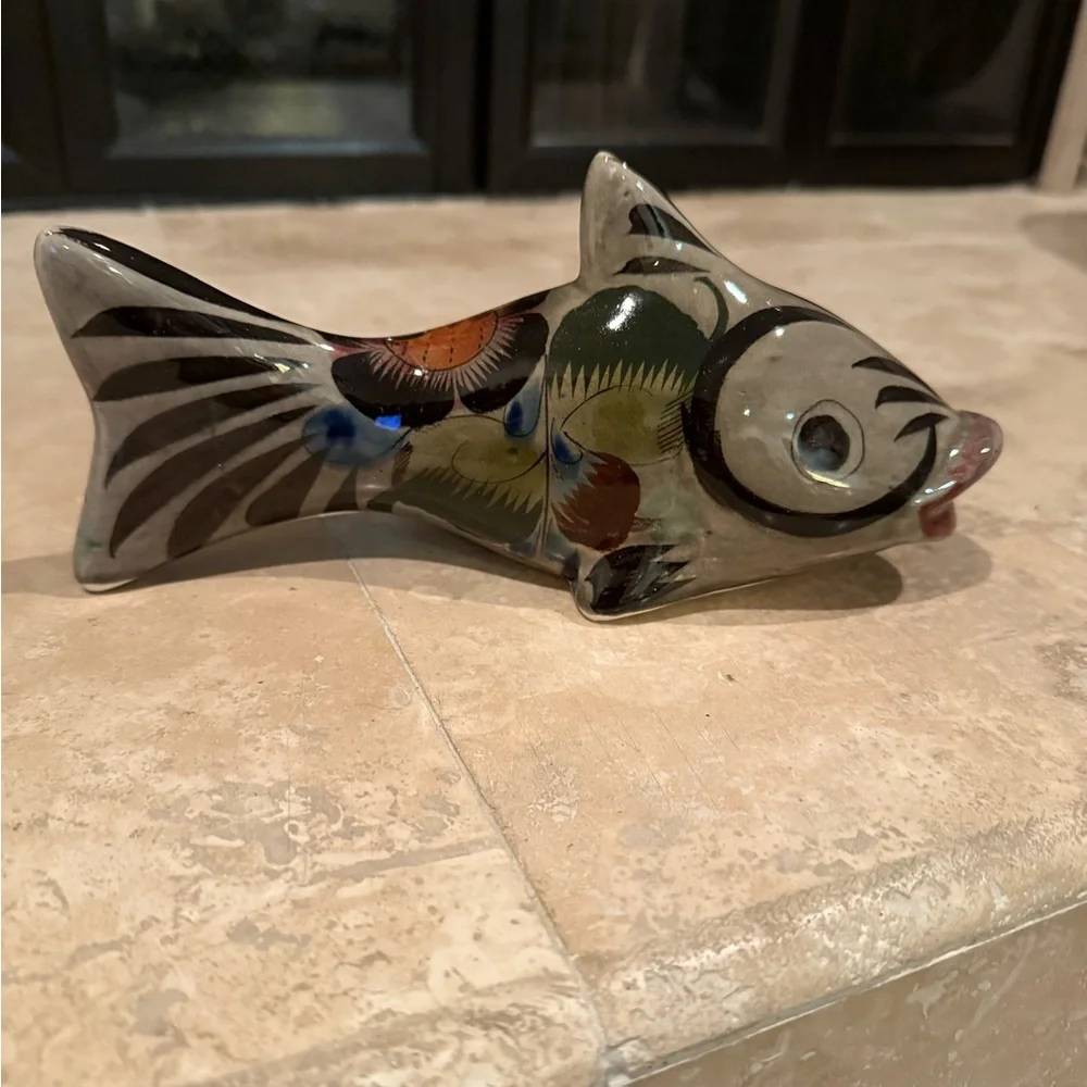 Vintage Hand Painted Ceramic Tonala Fish Made In Mexico